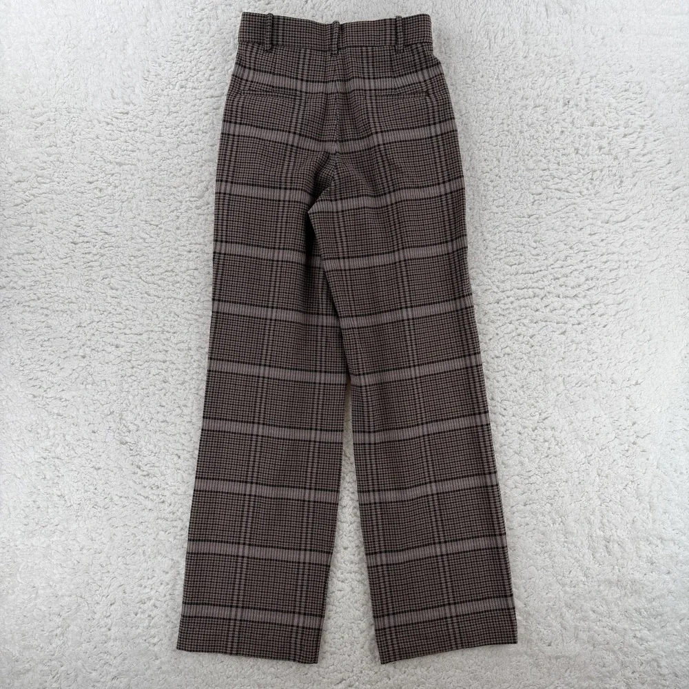 Aritzia Wilfred Dress Pants Womens 4 Brown Plaid Tweed Pleated Relaxed Work‎